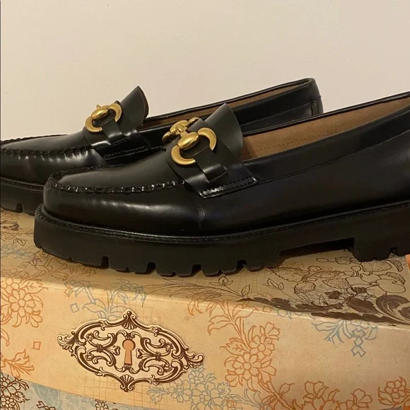 G.H. Bass & Co. Black Loafers with Gold Accents - Picture 4 of 8